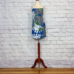 Manuheali'i Blue Tropical Leaf Print Sundress